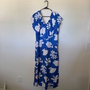 Tuckernuck V Neck Ruffle Floral Midi Dress Size M
